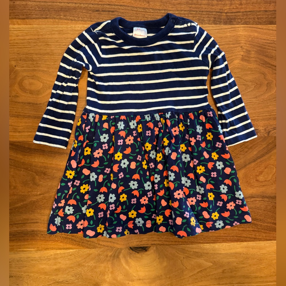 Hanna Andersson Striped Floral Play Playground Dress size 2T (85cm)
